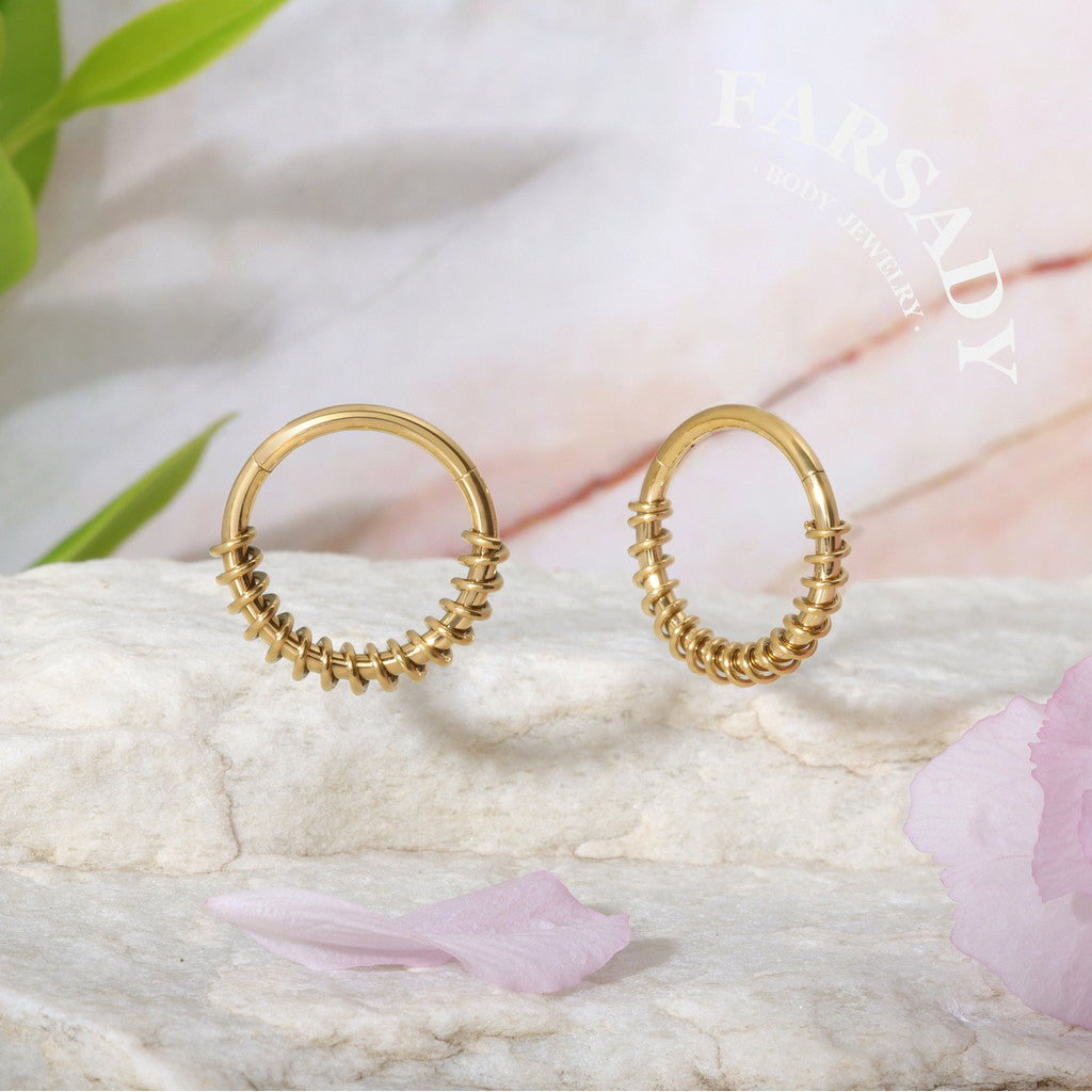 Coil Loop - CZ Hinged Clicker Hoop / Fits 16G Septum Ring Helix Conch Cartilage Earring