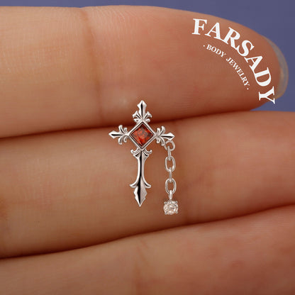 Crimson Creed - 925 Silver Threadless Stud / Fits Cartilage Helix Tragus Lobe Earring