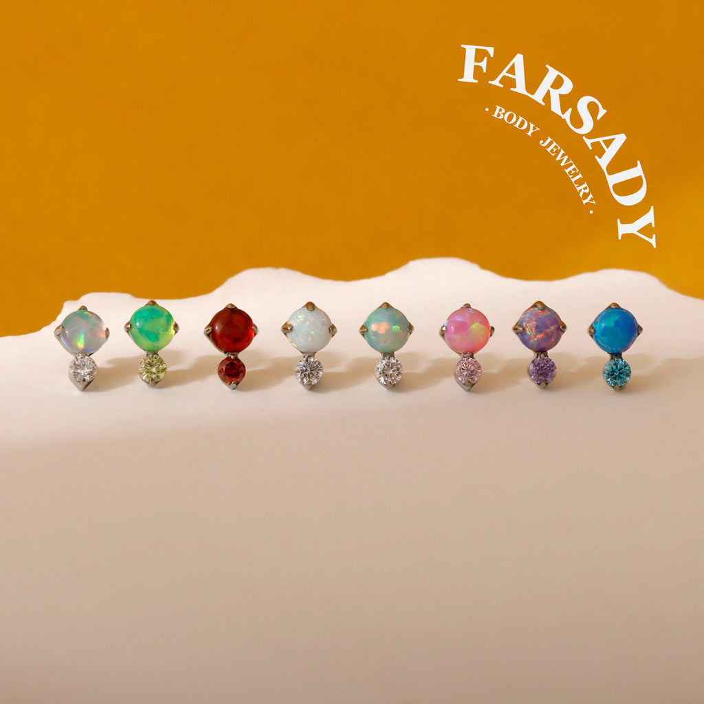 Orbis Opalis - F136 Titanium Colorful Opal Replacement Tops / Fits Internal Thread Ear Studs