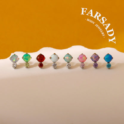Orbis Opalis - F136 Titanium Colorful Opal Replacement Tops / Fits Internal Thread Ear Studs