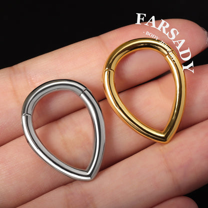 V Curve - 316L Hinged Clicker Ear Weights / Fits 3G 2G Stretched Ear Lobes Tunnels Plugs