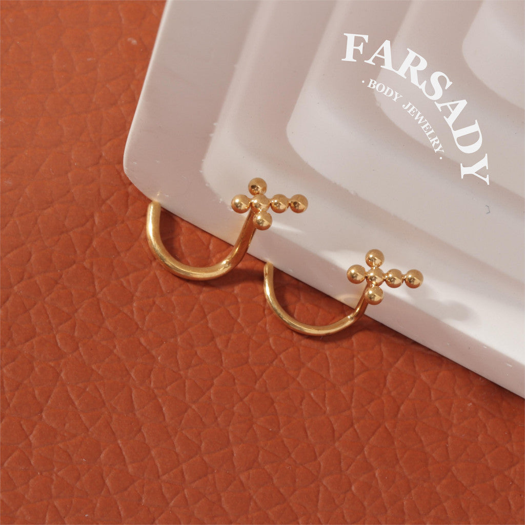 Sphere Cross  - F136 Titanium Screw End Stud / Fit 18G 20G Nose Ring