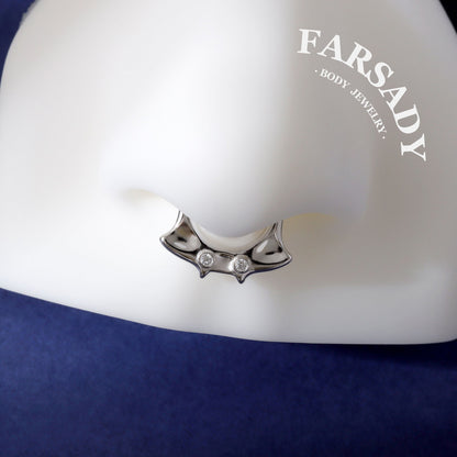 Soft Manta - Sterling Silver Hinged Clicker Hoop / Fits 16G Septum Ring Helix Conch Daith Earring