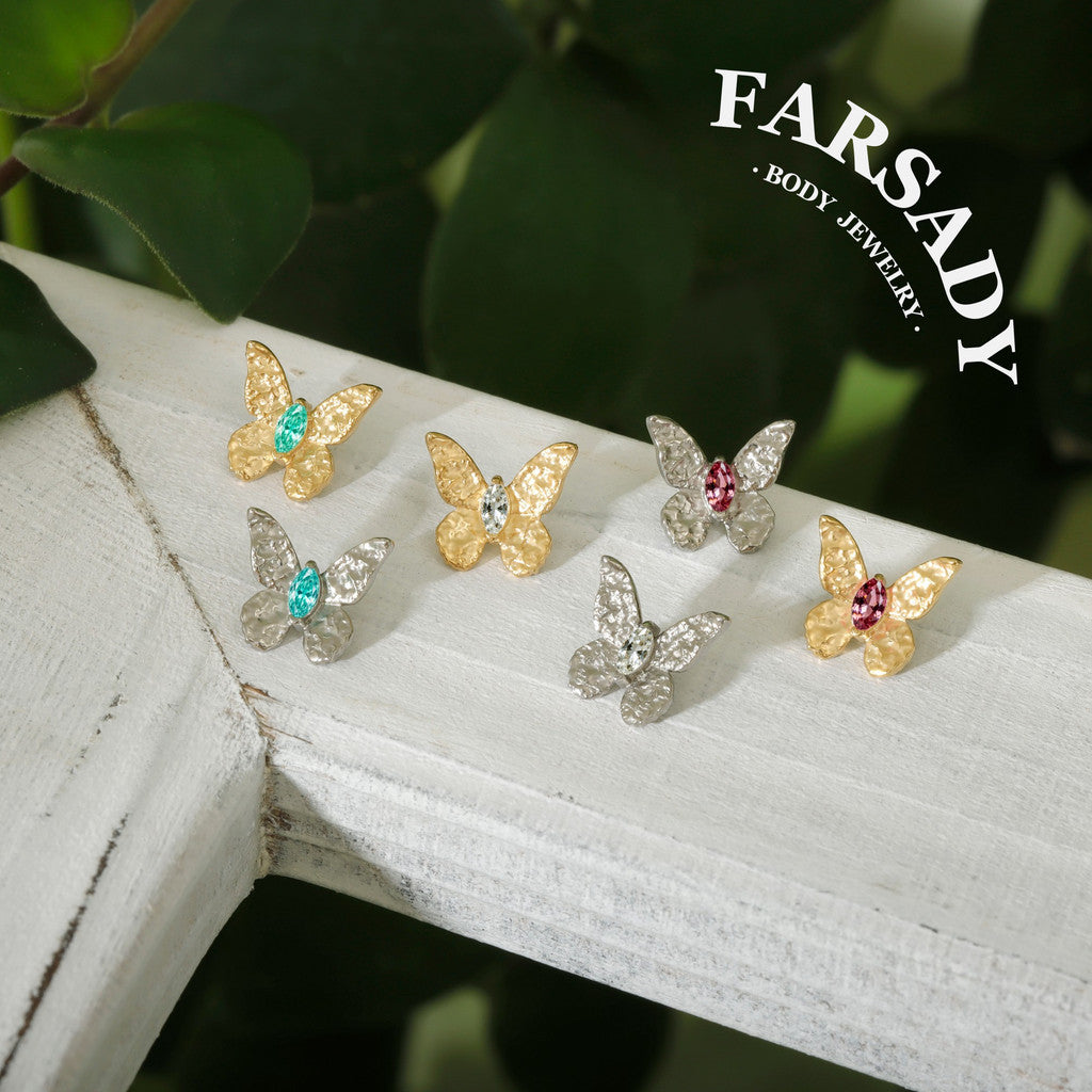 Blush Moth - F136 Titanium Internally Threaded Stud / Fits Cartilage Helix Tragus Lobe Nostril Piercing