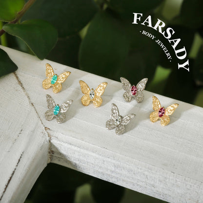 Blush Moth - F136 Titanium Internally Threaded Stud / Fits Cartilage Helix Tragus Lobe Nostril Piercing
