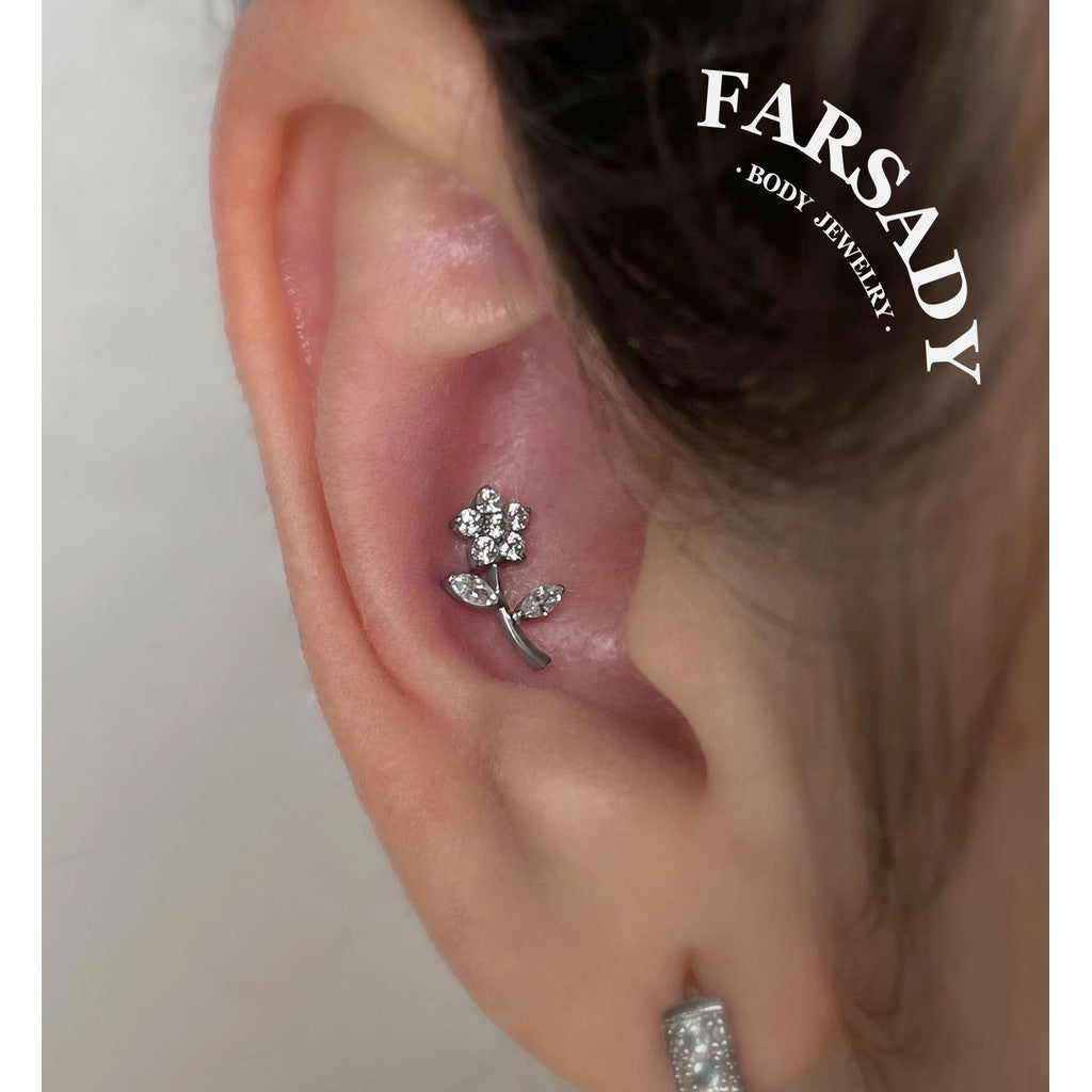 Sprout Bloom - F136 Titanium Internally Threaded Stud / Fits Cartilage Helix Tragus Lobe Piercing