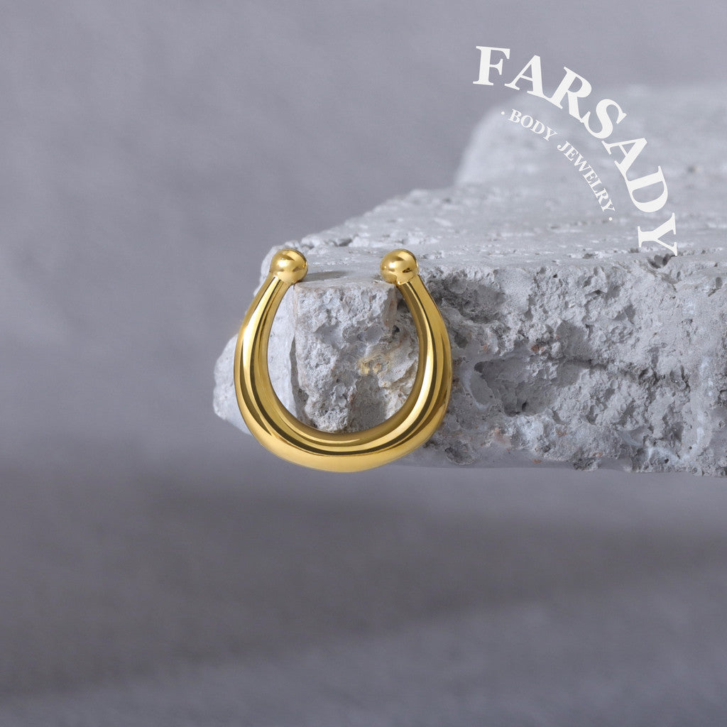 Minimal Unadorned Hoof - 316L Fake Nose Ring C-Hoop Piercing / Fit Non-Pierced Septum Ring