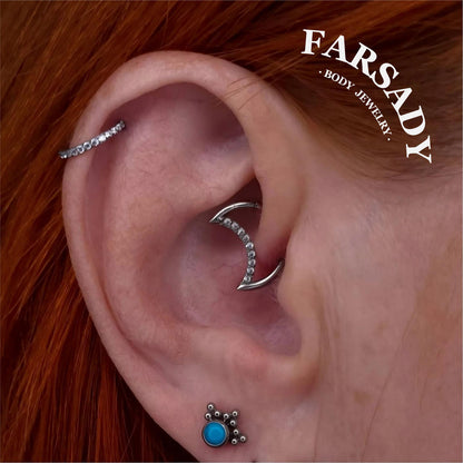 Crescent Shine - 316L Hinged Clicker Hoop / Fits 16G Daith Hoop Cartilage Earring / Hypoallergenic Jewelry for Sensitive Skin, Elegant Piercing Jewelry for Daily Wear & Gifts
