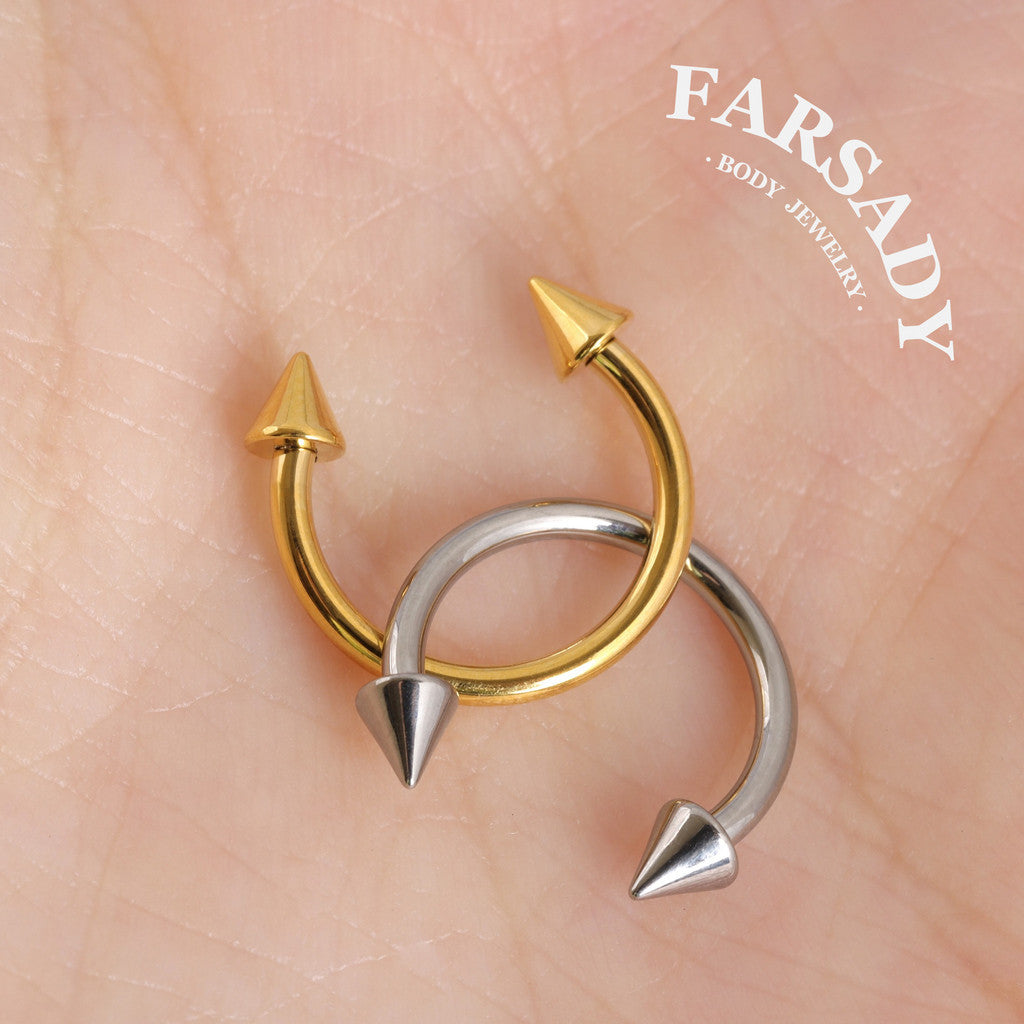 16G Titanium Point CBR Daith Earrings, Internally Threaded Nose Ring, Silver Gold 8mm 10mm Daith Helix Conch Hoop Earring, Horseshoe ring