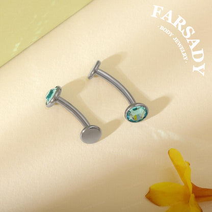 14G Titanium Blue CZ Floating Belly Button Ring -  6mm 8mm 10mm 12mm 14mm Internally Threaded Navel Ring Waterproof Body Piercing Jewelry