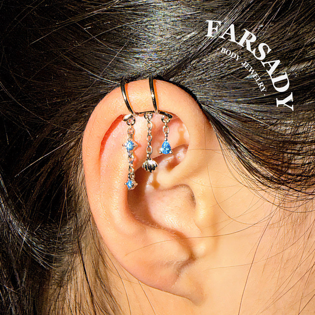 Ocean Shell- 316L Fake Helix Earring C-Hoop Piercing / Fit Non-Pierced Helix Ring / Clip On Piercing Jewelry for Daily Wear, Elegant Nostril Jewelry