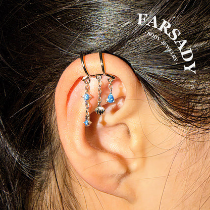 Ocean Shell- 316L Fake Helix Earring C-Hoop Piercing / Fit Non-Pierced Helix Ring / Clip On Piercing Jewelry for Daily Wear, Elegant Nostril Jewelry