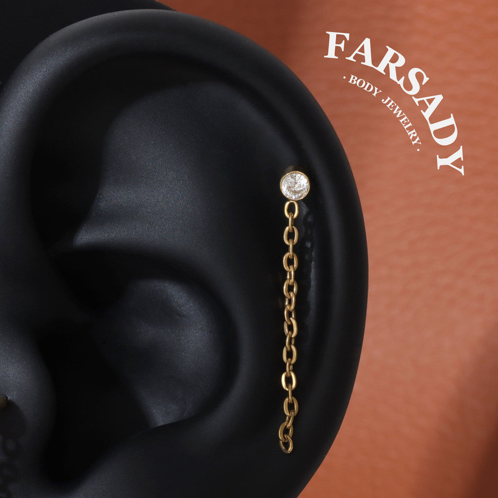 Chain Glint - F136 Titanium Internally Threaded Stud / Fits Cartilage Helix Tragus Lobe Piercing
