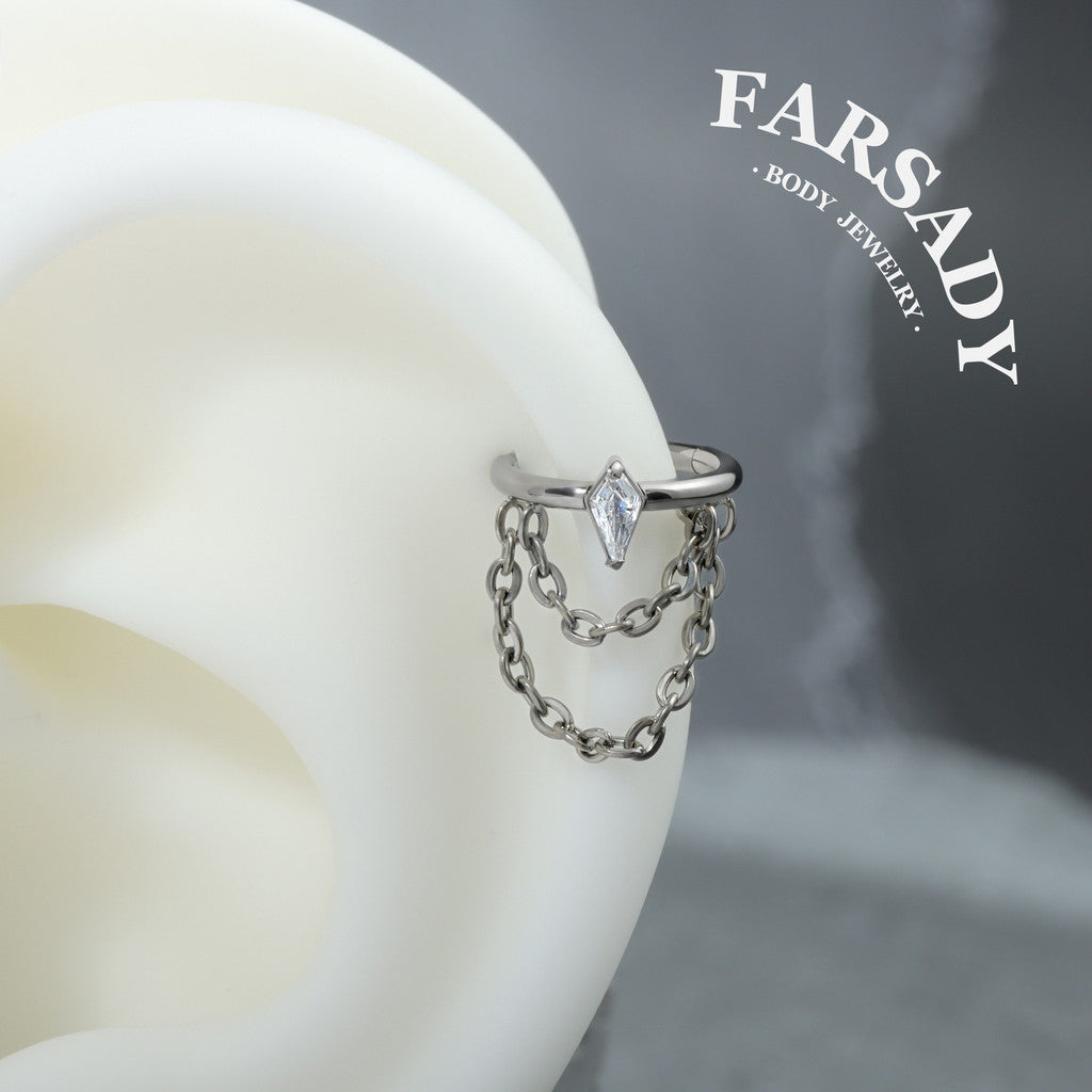 Draped Chain - ASTM F136 Titanium Hinged Clicker Hoop / Fits 16G Helix Conch Cartilage Earring
