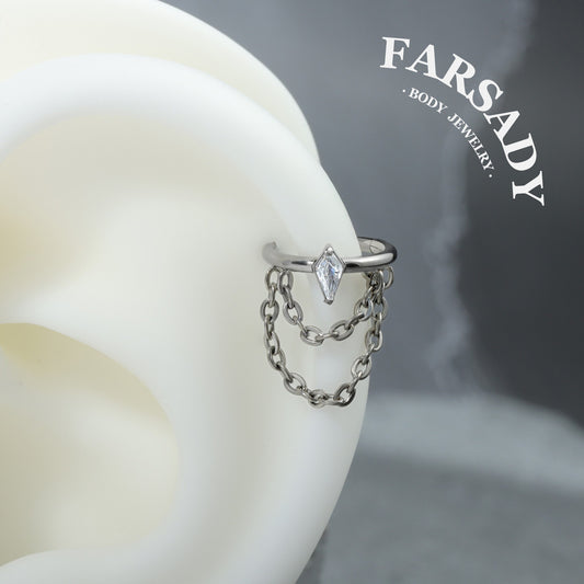 Draped Chain - ASTM F136 Titanium Hinged Clicker Hoop / Fits 16G Helix Conch Cartilage Earring