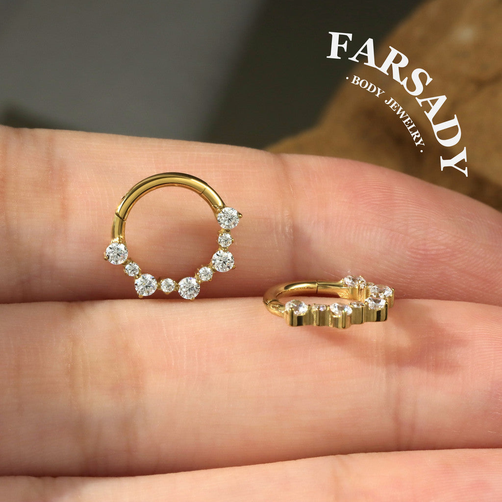 Stellar Wreath - F136 Titanium Hinged Clicker Hoop / Fits 16G Septum Ring Helix Conch Cartilage Earring