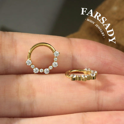 Stellar Wreath - F136 Titanium Hinged Clicker Hoop / Fits 16G Septum Ring Helix Conch Cartilage Earring