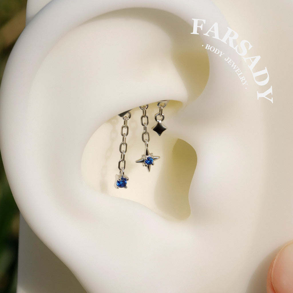 Midnight Pole - Sterling Silver Push In Stud
