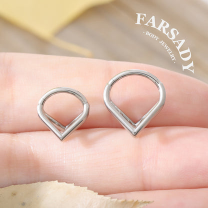 16G Titanium Triple V Shape Nose Ring Hoop | Septum, Helix, Conch, Daith, Rook, Tragus Earring | Minimalist Elegant Body Piercing Jewelry for Daily Wear with Gift Box