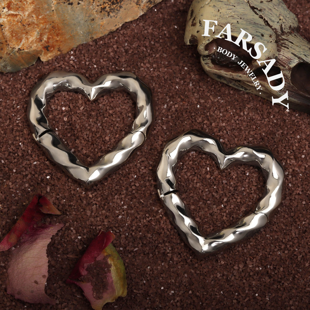 Spiral Heart - 316L Magnetic Hinged Ear Weights / Fits 3G 2G Stretched Ear Lobes Tunnels Plugs