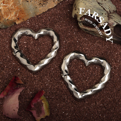 Spiral Heart - 316L Magnetic Hinged Ear Weights / Fits 3G 2G Stretched Ear Lobes Tunnels Plugs