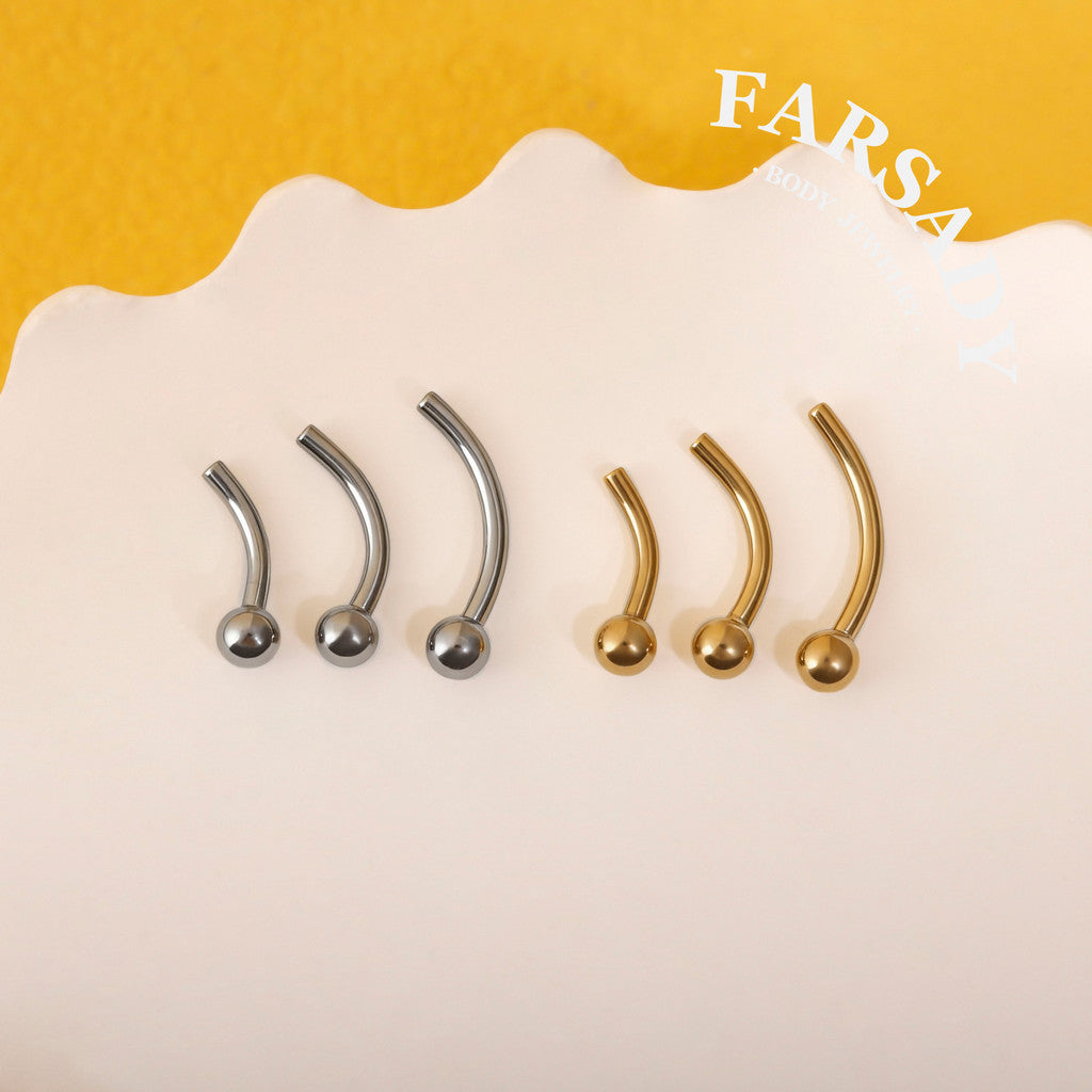 F136 Titanium Curved Barbell Post - 16G Threadless Rook Piercing Bar