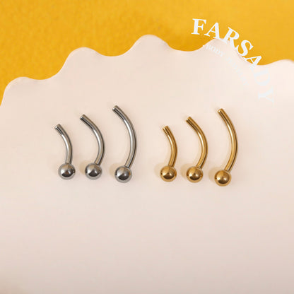 F136 Titanium Curved Barbell Post - 16G Threadless Rook Piercing Bar
