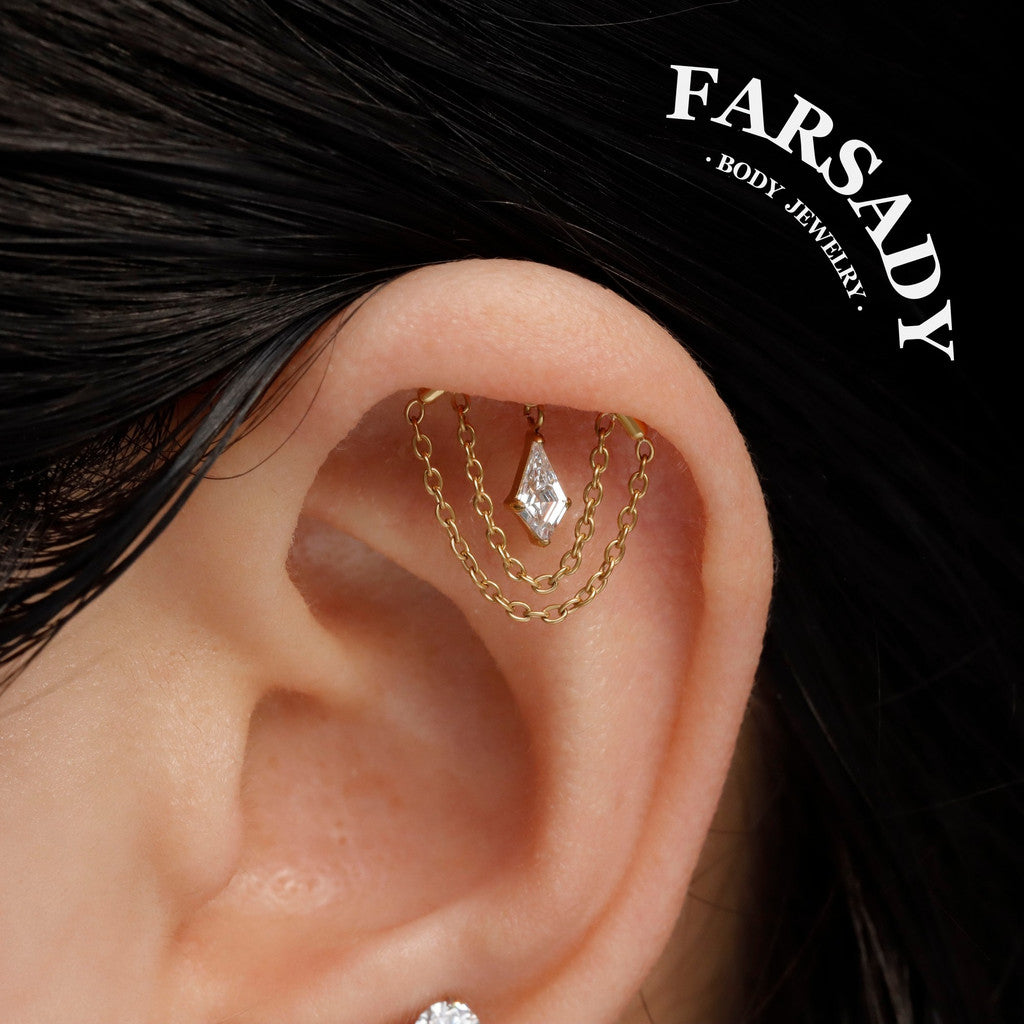 Mid Glint - F136 Titanium Threadless Stud / Fits Cartilage Helix Tragus Lobe Earring
