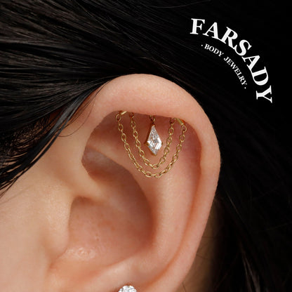 Mid Glint - F136 Titanium Threadless Stud / Fits Cartilage Helix Tragus Lobe Earring