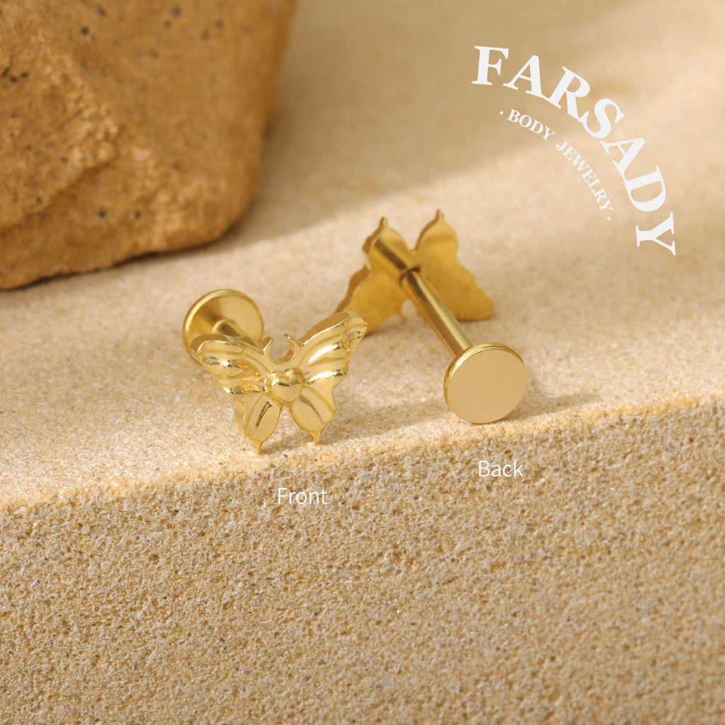 Gilded Moth - F136 Titanium Internally Threaded Stud / Fits Cartilage Helix Tragus Lobe Nostril Piercing