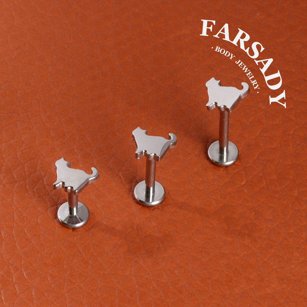 Shadow Kitty - F136 Titanium Internally Threaded Stud / Fits Cartilage Helix Tragus Lobe Nostril Piercing