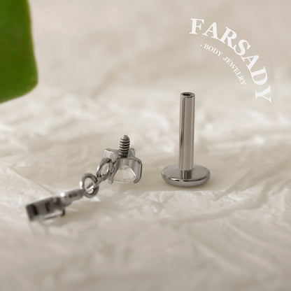 Lily Dangle - F136 Titanium Internally Threaded Stud / Fits Cartilage Helix Tragus Lobe Nostril Piercing