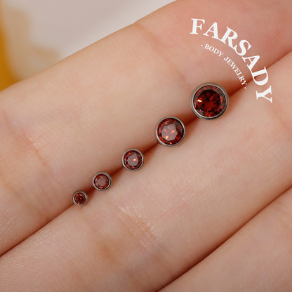 Gradient Color Zircon - F136 Titanium Colorful CZ Replacement Tops / Fits Threadless Ear Studs