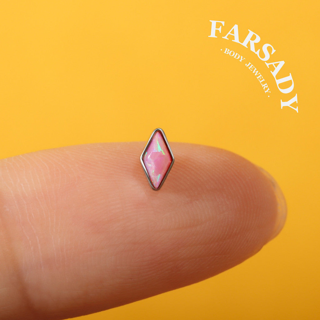 Rhombus Opalis - F136 Titanium Colorful Opal Replacement Tops / Fits Internal Thread Ear Studs