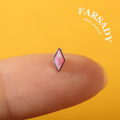 Rhombus Opalis - F136 Titanium Colorful Opal Replacement Tops / Fits Internal Thread Ear Studs