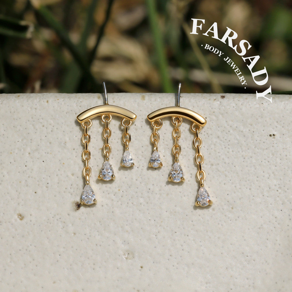 Triad Tear - Sterling Silver Push In Stud