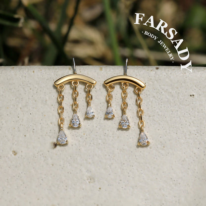 Triad Tear - Sterling Silver Push In Stud