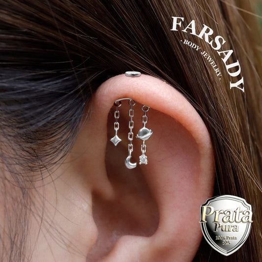 Celest Sphere - 925 Silver Threadless Stud