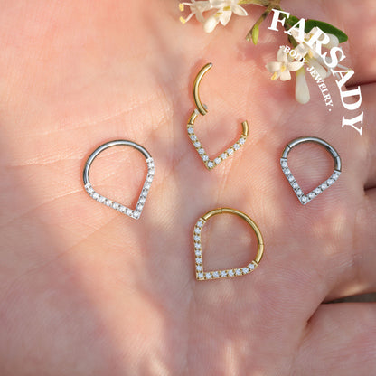 V Spark - ASTM F136 Titanium Hinged Clicker Hoop / Fits 16G Septum Ring Helix Conch Cartilage Earring / Waterproof Piercing Jewelry for Daily Wear & Sensitive Skin