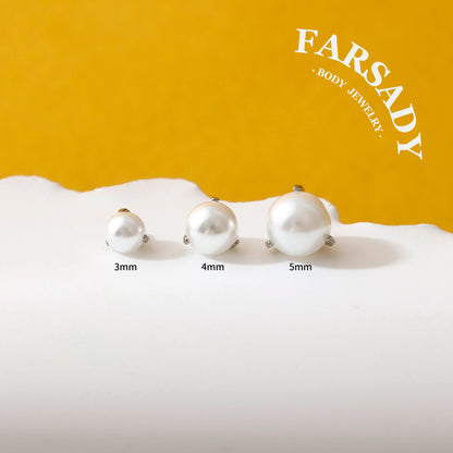 Lunar Pearl - Titanium Replacement Tops / Fits Internal Thread Ear Studs