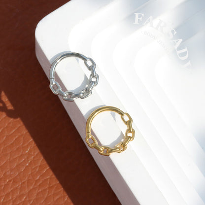 Chain Loop - CZ Hinged Clicker Hoop / Fits 16G Septum Ring Helix Conch Cartilage Earring