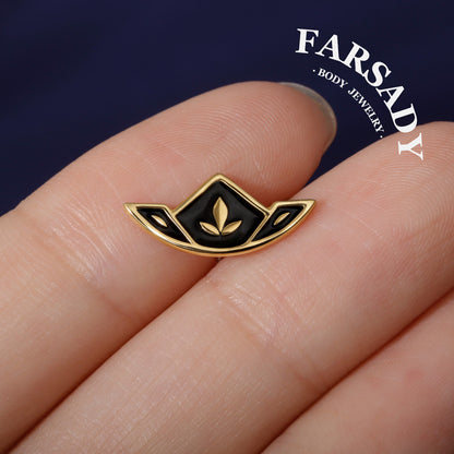 Crest Sprout - 925 Silver Threadless Stud / Fits Cartilage Helix Tragus Lobe Nostril Piercing
