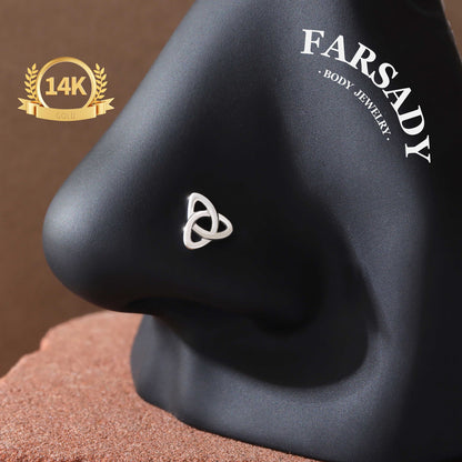Trinity Knot - Solid 14K Gold Threadless Stud / Fits Cartilage Helix Tragus Lobe Nostril Piercing