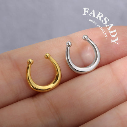 Minimal Unadorned Hoof - 316L Fake Nose Ring C-Hoop Piercing / Fit Non-Pierced Septum Ring