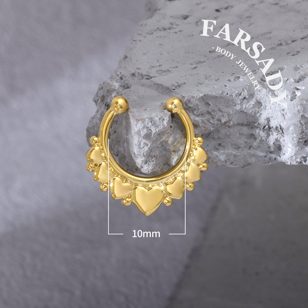 Love Garland - 316L Fake Nose Ring C-Hoop Piercing / Fit Non-Pierced Septum Ring