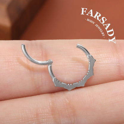 16G 316L Steel Flower Septum Ring Hinged Daith Helix Earring Silver Gold Septum Piercing Hoop 1.2*8mm 1.2*10mm Daily Wear Gift Jewelry for Women