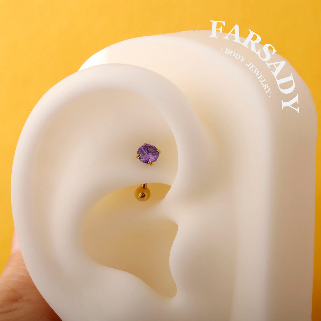 F136 Titanium Curved Barbell Post - 16G Threadless Rook Piercing Bar
