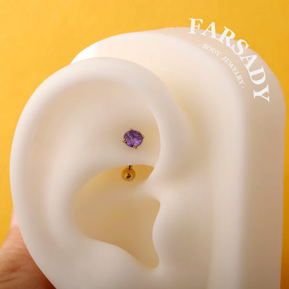 F136 Titanium Curved Barbell Post - 16G Threadless Rook Piercing Bar