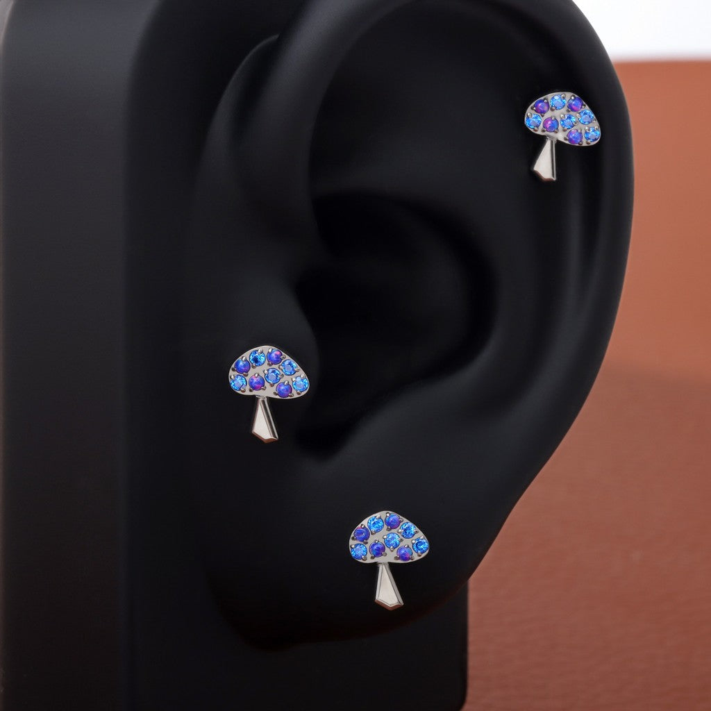 Twilight Fungi - F136 Titanium Internally Threaded Stud / Fits Cartilage Helix Tragus Lobe Nostril Piercing