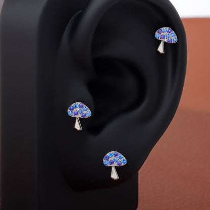 Twilight Fungi - F136 Titanium Internally Threaded Stud / Fits Cartilage Helix Tragus Lobe Nostril Piercing